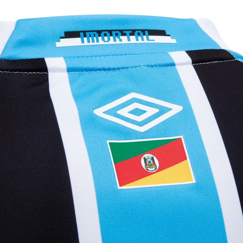 Camisa Umbro Grêmio 2025/26 I Manga Longa - Modelo Torcedor - Azul, Preto, Branco