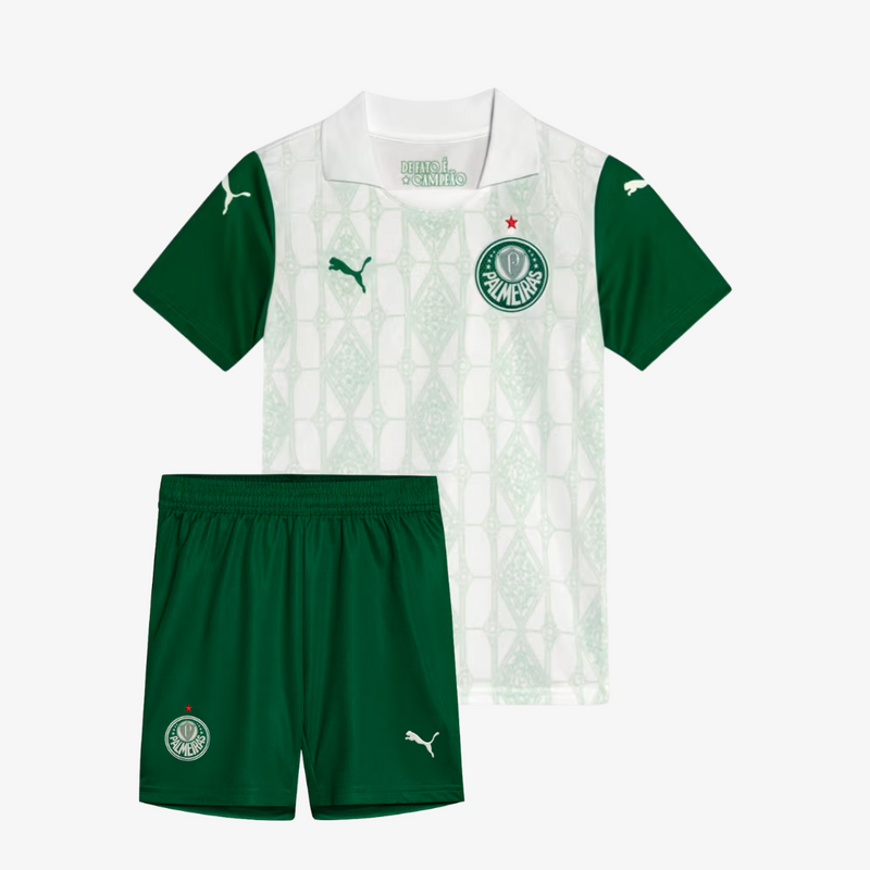 Conjunto Infantil Puma Palmeiras 2025/26 II - Branca