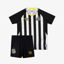 Conjunto Infantil Umbro Santos 2025/26 II - Listrada, Preto, Branco