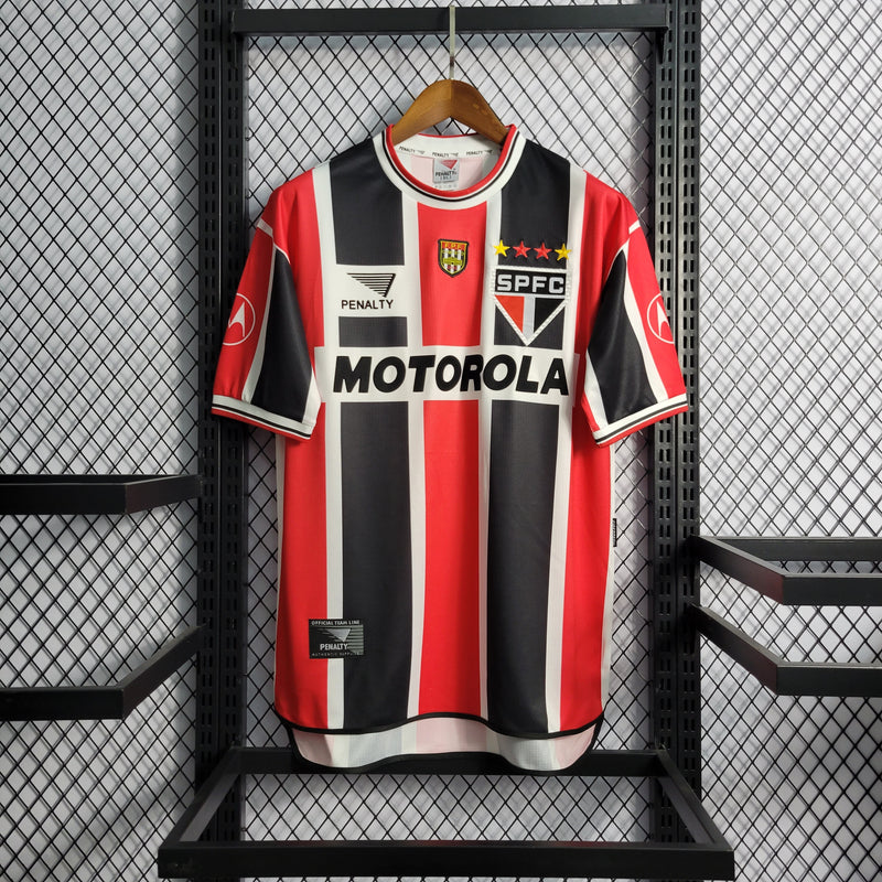 Camisa São Paulo SPFC II Vermelha, Preta e Branco Retrô 2000 - Penalty