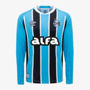 Camisa Umbro Grêmio 2025/26 I Manga Longa - Modelo Torcedor - Azul, Preto, Branco