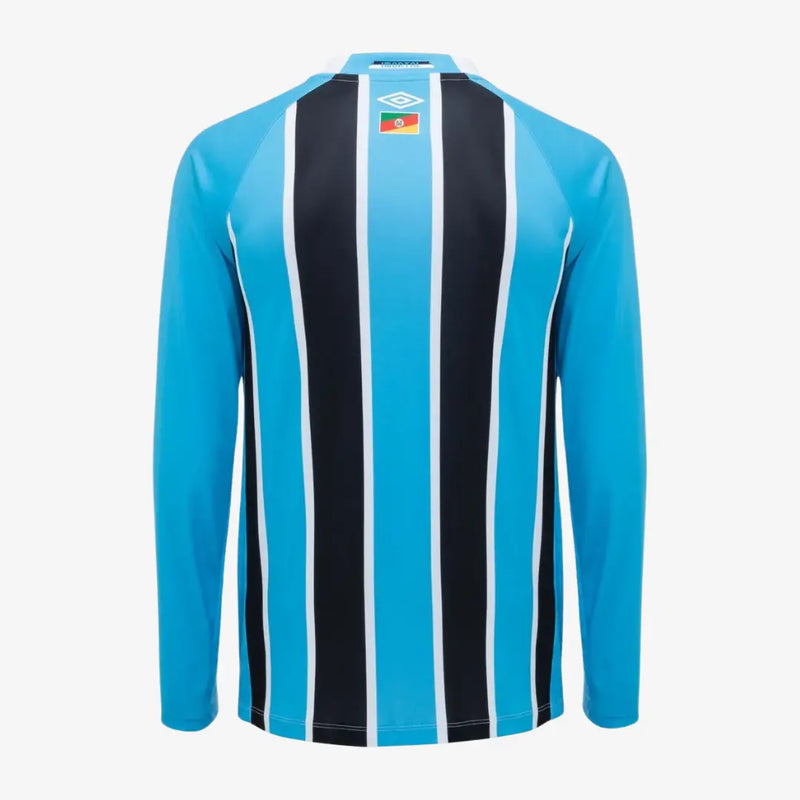 Camisa Umbro Grêmio 2025/26 I Manga Longa - Modelo Torcedor - Azul, Preto, Branco
