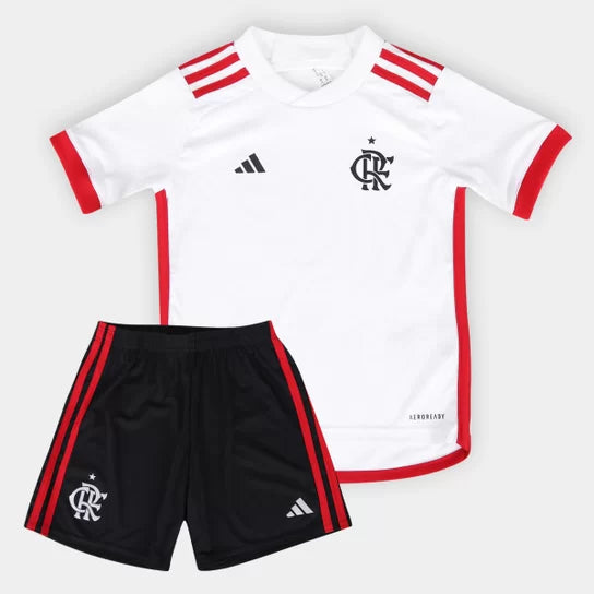 Kit Infantil Flamengo Adidas Away II 24/25 - Branco - Lançamento