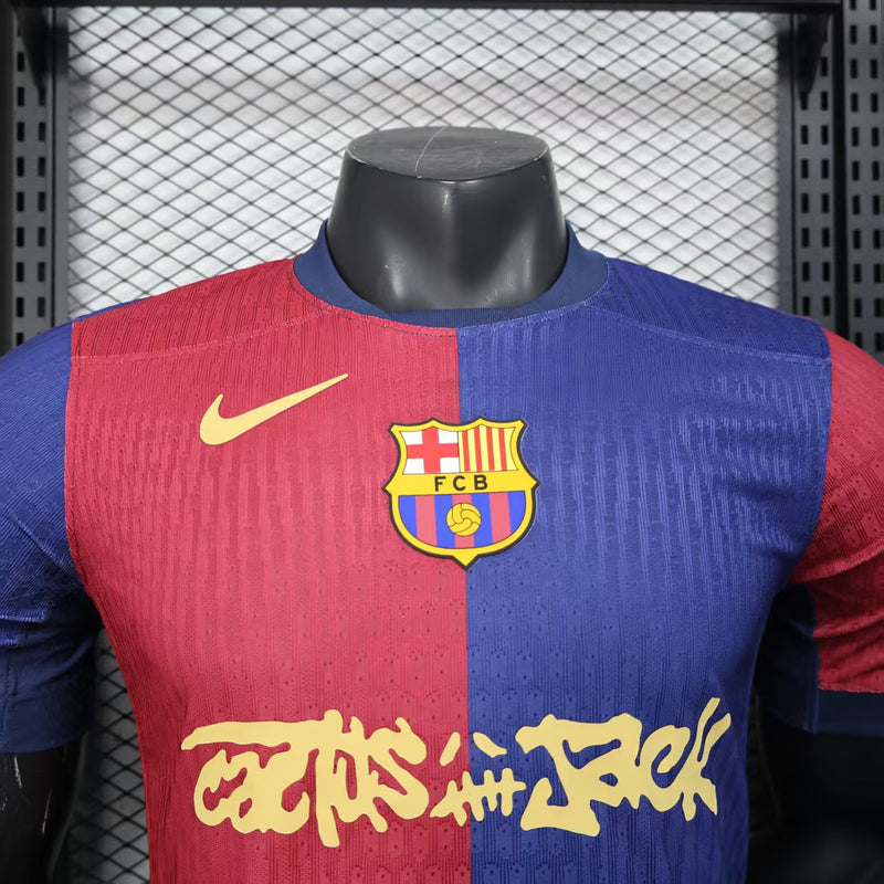 Camisa Barcelona Edição Especial Travis Scott Home 24/25 Jogador - Azul e Vermelha