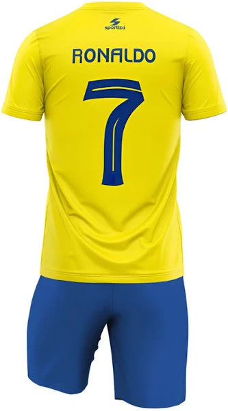Kit Infantil CR7 - Al Nassr Cristiano Ronaldo 7 - 2025 - Amarelo