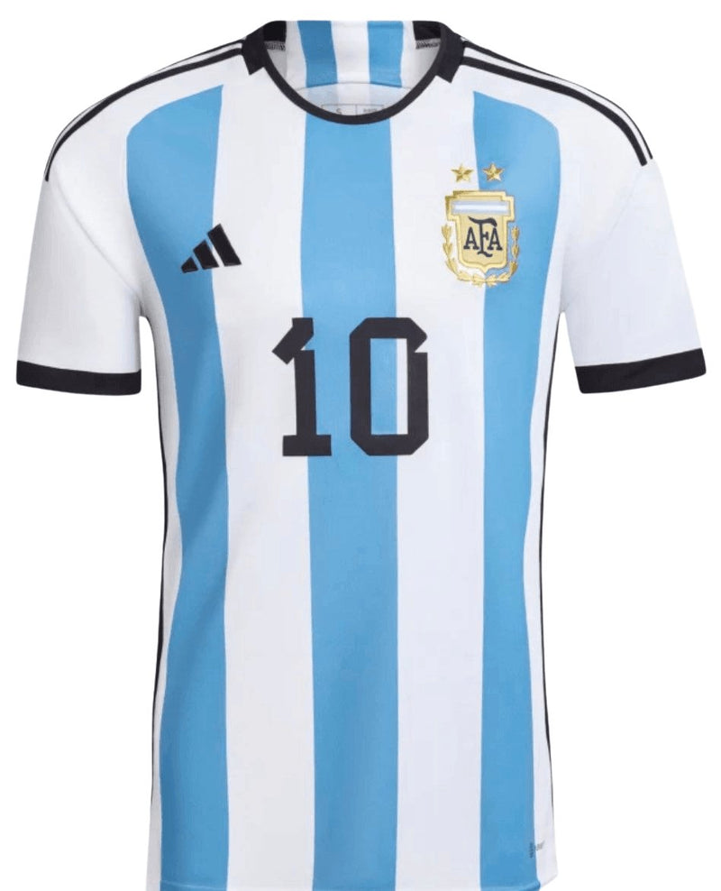 Camisa Argentina Copa do Mundo I 22/23 - Adidas Torcedor Masculina Personalizada MESSI N° 10 - FutStore Oficial!