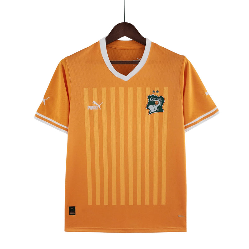 Camisa Costa do Marfim I 22/23 - Puma Torcedor Masculina - Laranja Branca - FutStore Oficial!