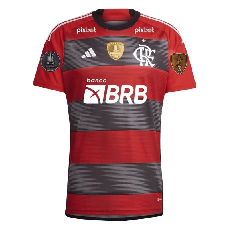 Camisa Flamengo Home 23/24 - Adidas Torcedor Masculina - Todos os Patrocinios - Patches Campeão da Libertadores 2023 - FutStore Oficial!