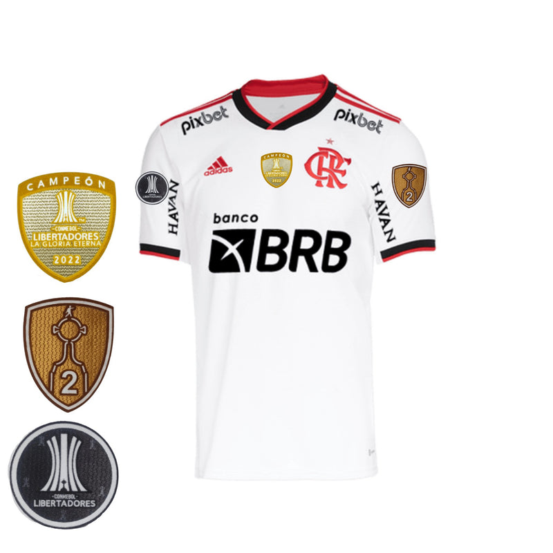 Camisa Flamengo II 22/23 Campeon Libertadores 2022 Com Patrocinios e Patchs - Torcedor Masculina - FutStore Oficial!