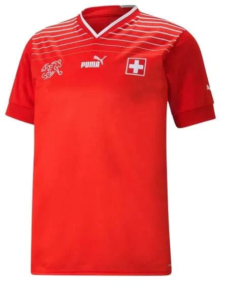 Camisa Suiça Home Copa do Mundo 2022 Torcedor Masculina - Vermelho e Branco - FutStore Oficial!